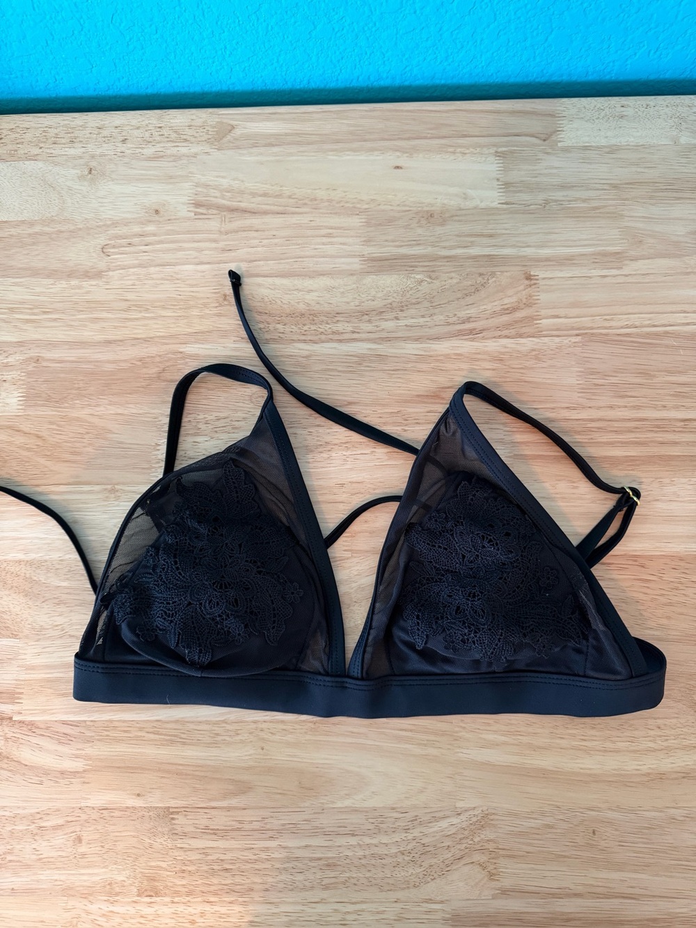 Xhilaration Sheer Lace Triangle Bralette - Black, Size M or L